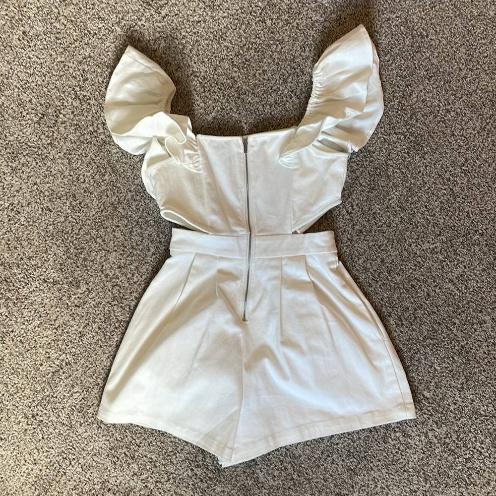 White Ruffled Romper - Picture 3 of 3